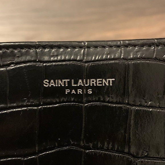 ❌SOLD❌ Saint Laurent Black Crocodile-Embossed Leather Zip-Around Long Wallet - Picture 9 of 14
